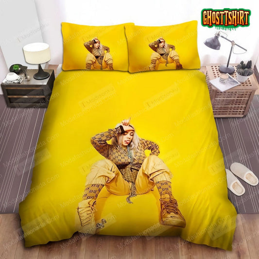 Billie Eilish In Yellow Background Photograph 31 Bedding Set