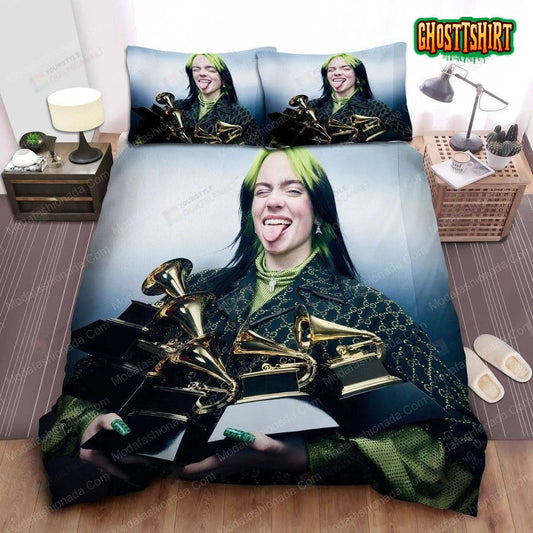 Billie Eilish with Her 5 Grammy Awards Bedding Set