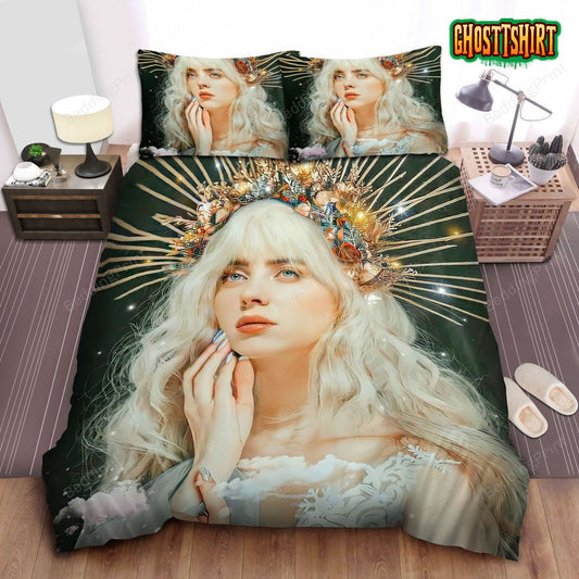 Billie Eilish You Should See Me In A Crown Illustration Bed Sheets Duvet Cover Bedding Set