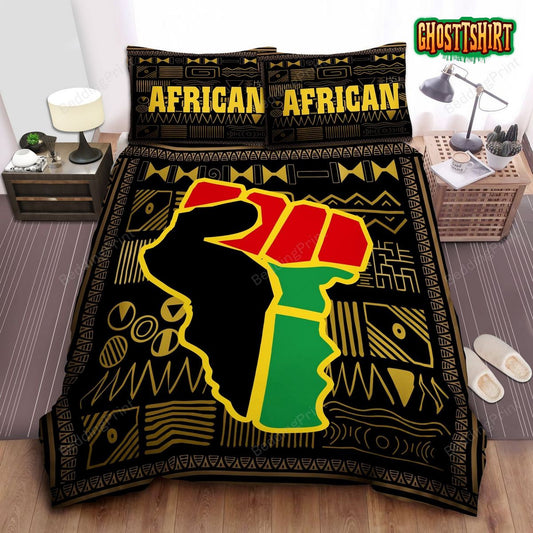 Black African Map With Pattern Duvet Cover Bedding Set