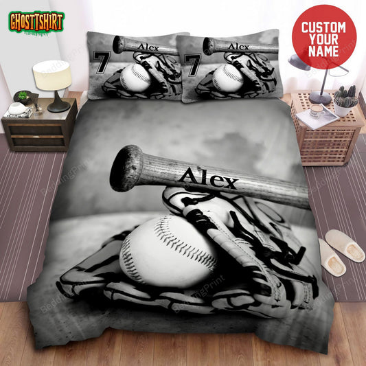 Black And White Baseball Stuff Custom Duvet Cover Bedding Set