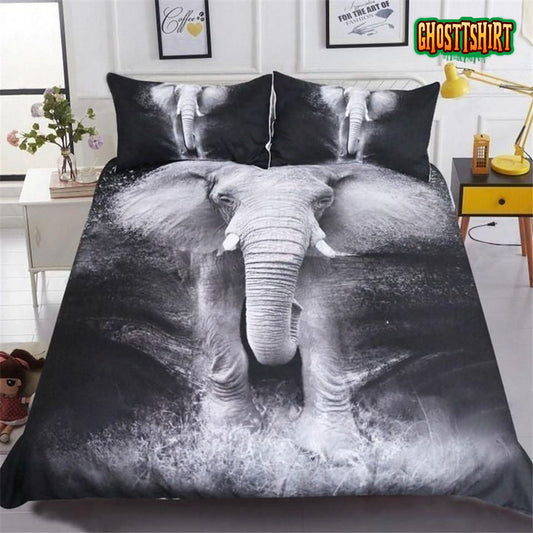 Black And White Elephant Bed Sheets Duvet Cover Bedding Set