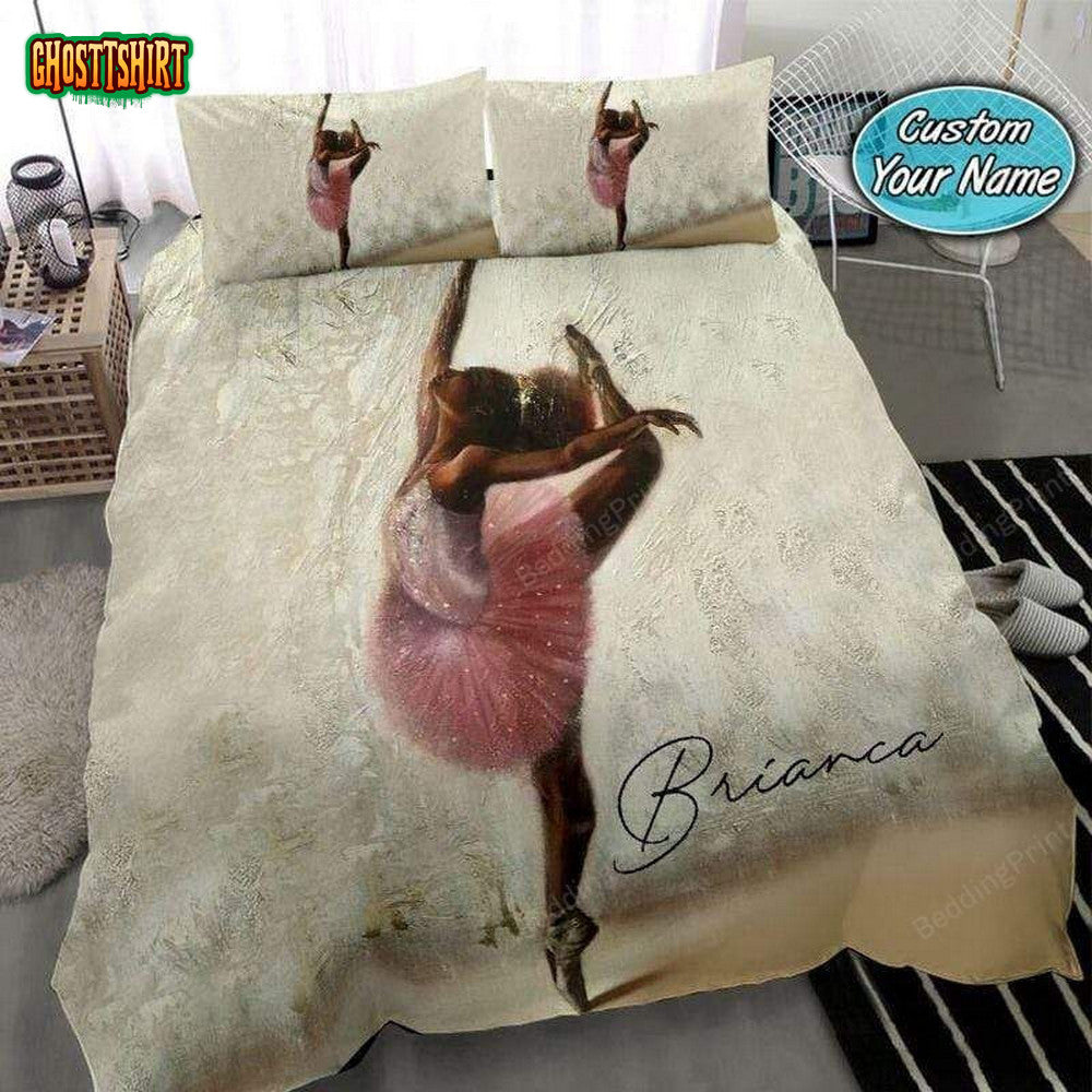 Black Baby Girl Love Ballet Personalized Custom Name Duvet Cover Bedding Set