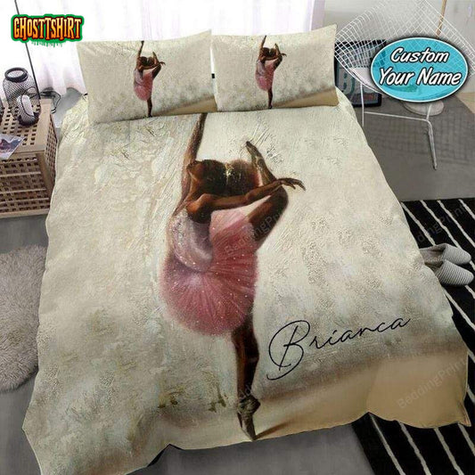 Black Baby Girl Love Ballet Personalized Custom Name Duvet Cover Bedding Set