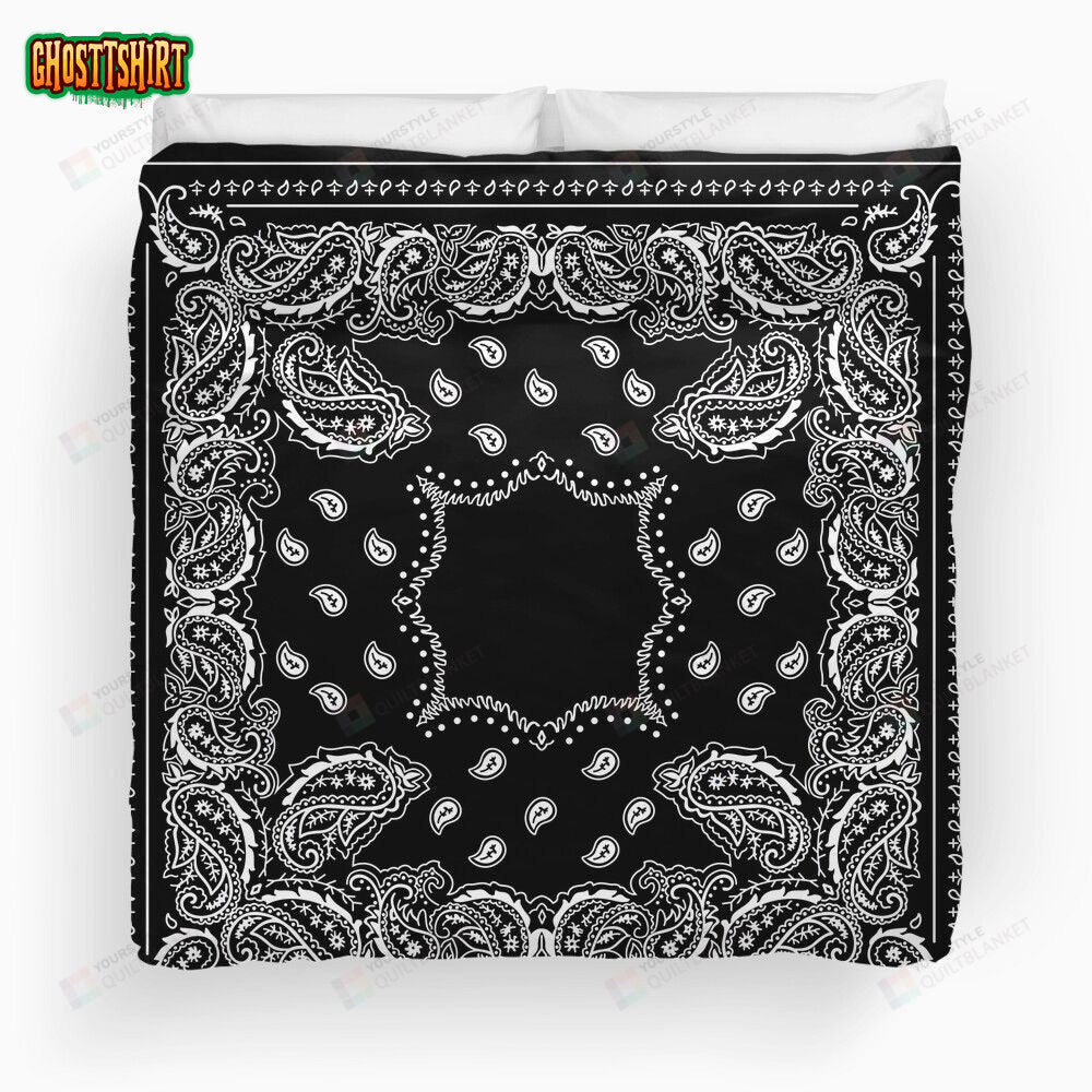 Black Bandana Duvet Cover Bedding Set