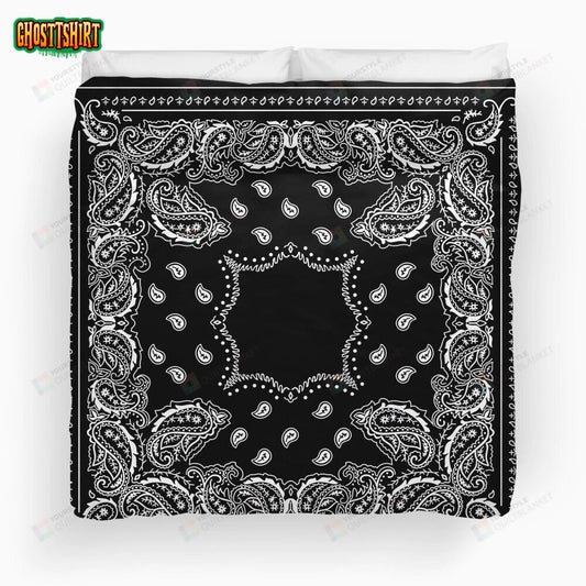 Black Bandana Duvet Cover Bedding Set