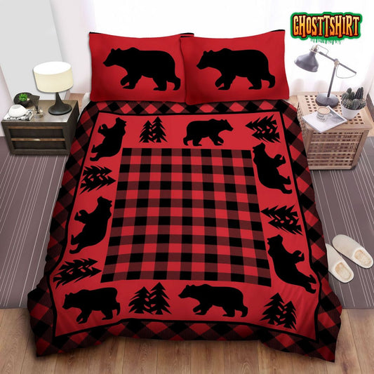 Black Bear Lodge Red Bedding Set