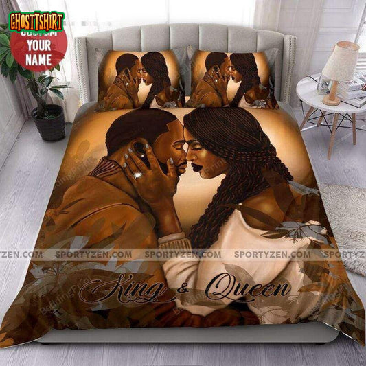 Black Beautiful Couple Bedding Personalized Custom Name Duvet Cover Bedding Set