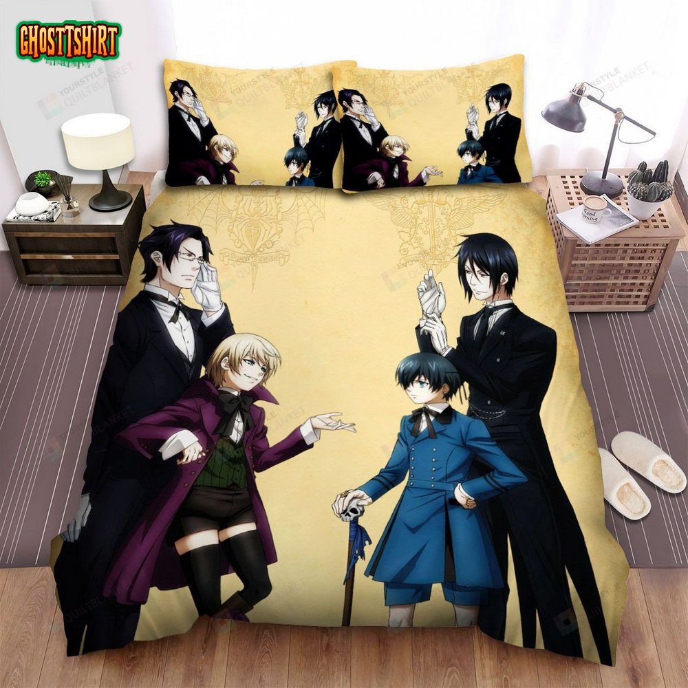 Black Butler Anime Characters Bed Sheets Spread Comforter Duvet Cover Bedding Set
