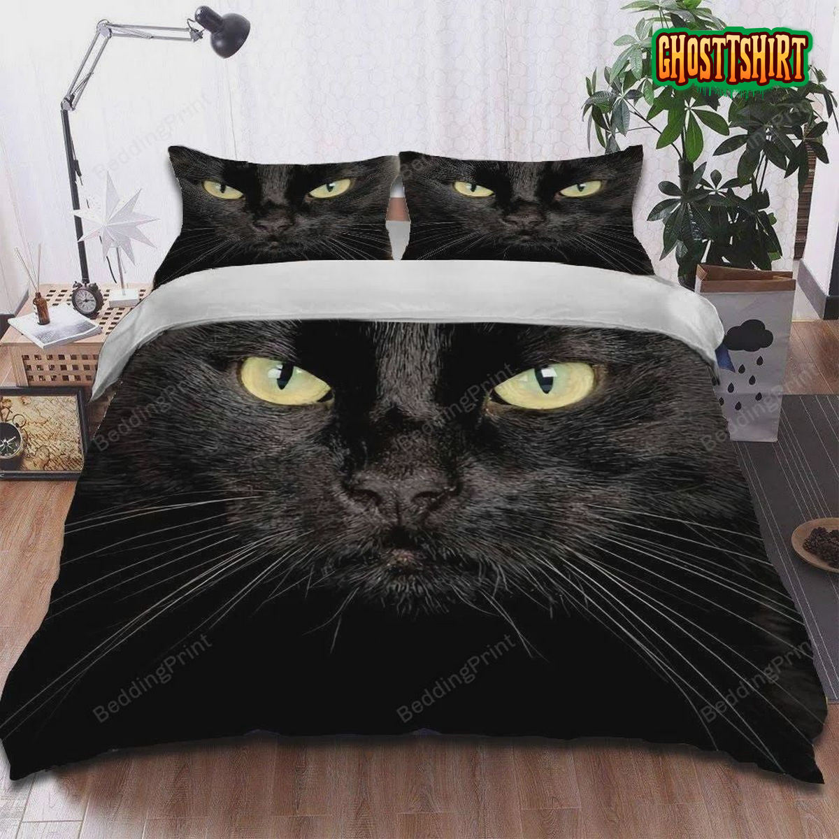 Black Cat Eyes Bed Sheets Duvet Cover Bedding Set