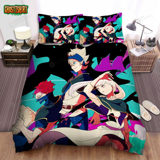 Black Clover Characters Colourful Art Bed Sheets Spread Comforter Duvet Cover Bedding Set