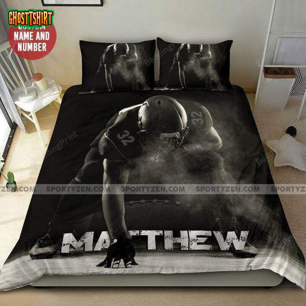 Black Football Player Custom Duvet Cover Bedding Set