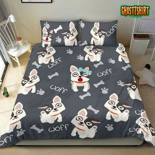 Black Frenchie Bed Sheets Duvet Cover Bedding Set