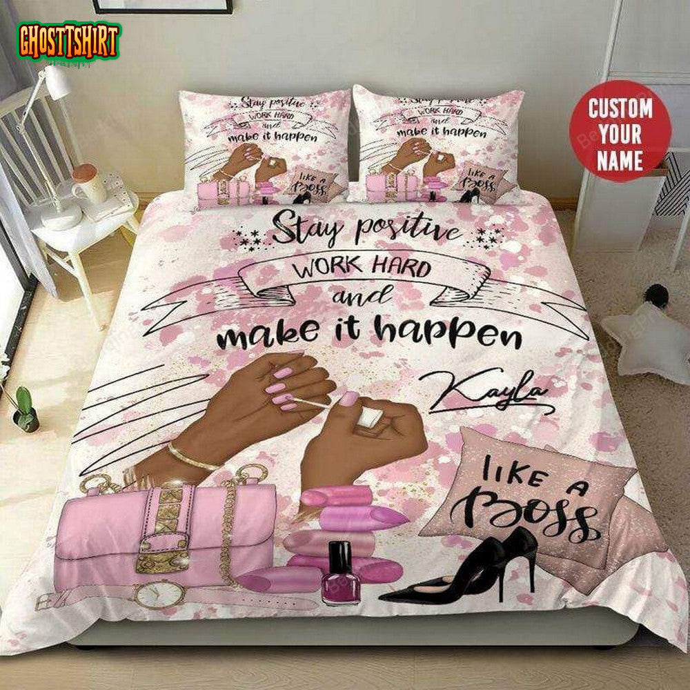 Black Girl Like A Boss Custom Name Duvet Cover Bedding Set