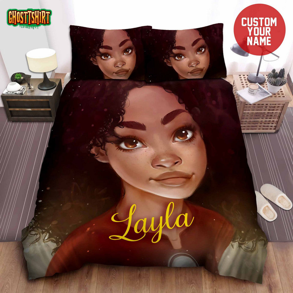 Black Girl Magic African American Woman Custom Name Duvet Cover Bedding Set
