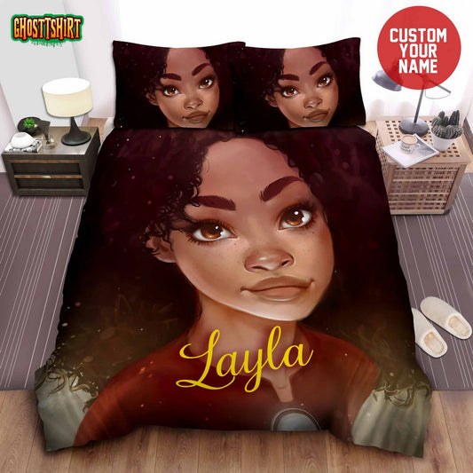 Black Girl Magic African American Woman Custom Name Duvet Cover Bedding Set