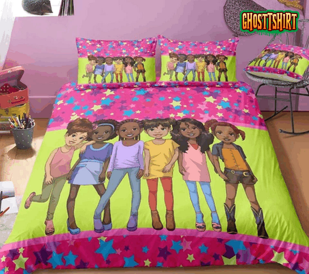 Black Girl Magic Friends Bed Sheets Duvet Cover Bedding Set