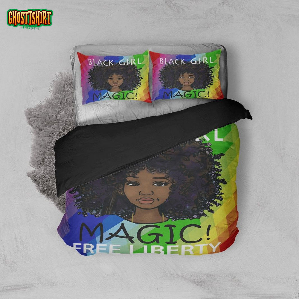 Black Girl Magic Rainbow Personalized Custom Name Duvet Cover Bedding Set