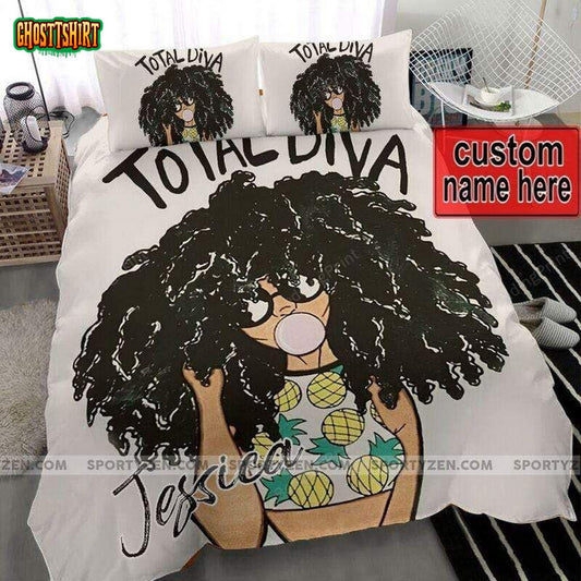 Black Girl Total Diva Custom Name Duvet Cover Bedding Set