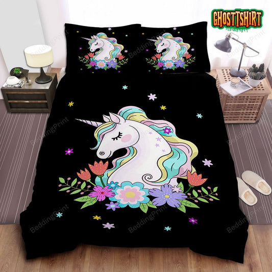 Black Girl Unicorn Bed Sheets Spread Duvet Cover Bedding Set