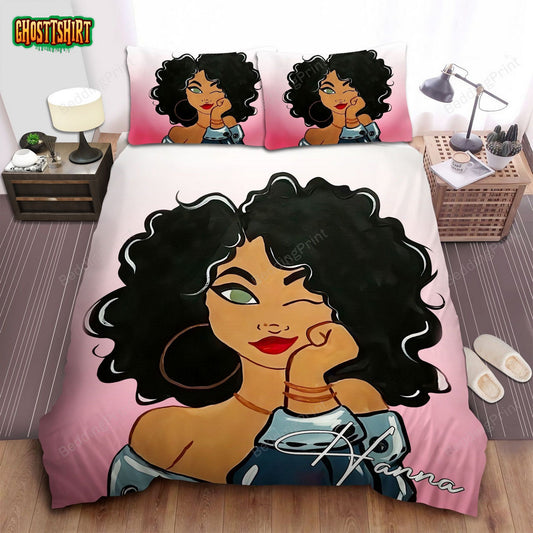 Black Girl Wink Bedding Custom Name Duvet Cover Bedding Set