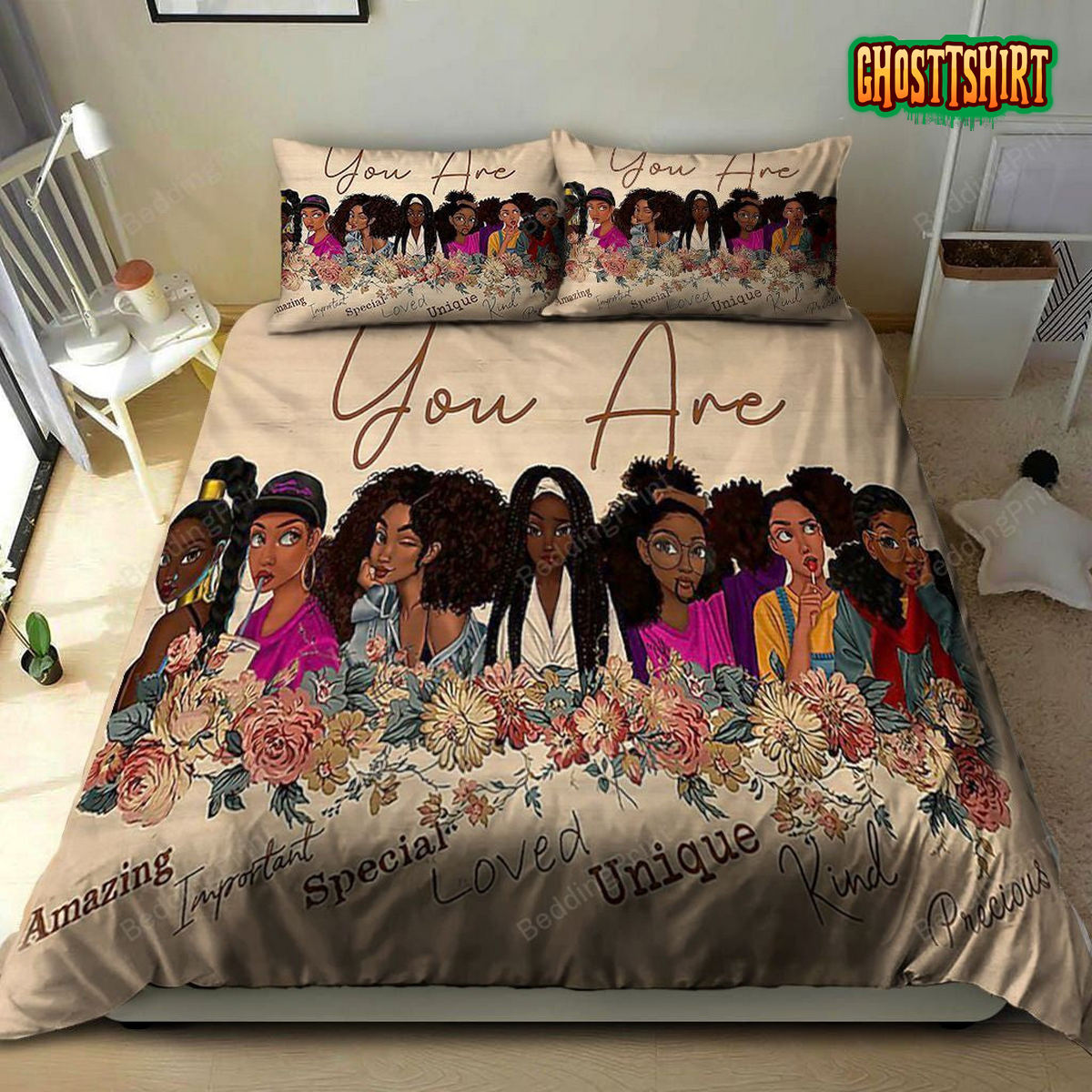 Black Girls You Are Amazing Important Special Loved Unique Kind Precious Bed Sheets Duvet Cover Bedding Set
