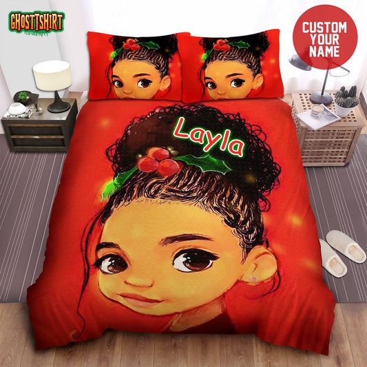 Black Little Girl Afircan American Woman Custom Name Duvet Cover Bedding Set