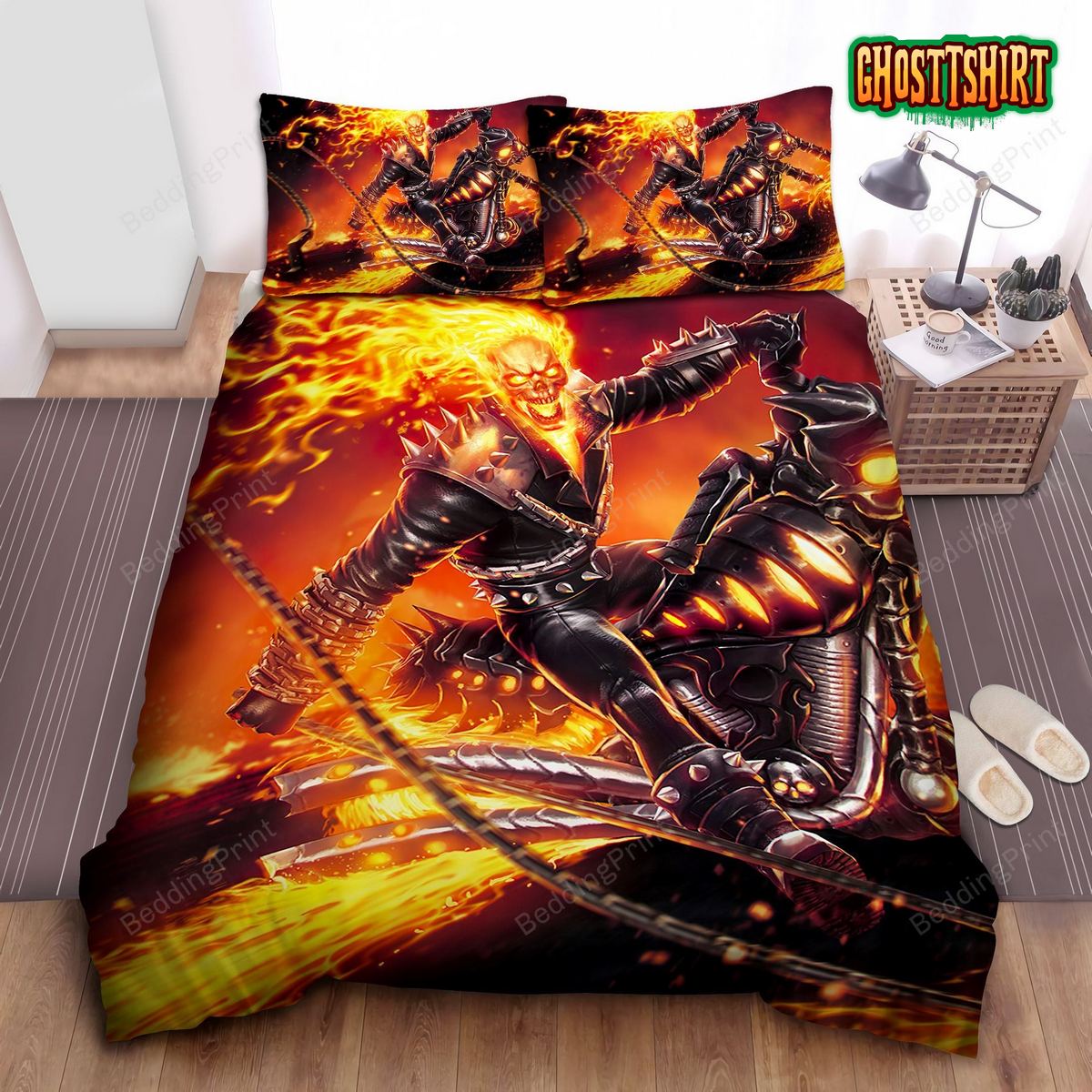 Black Motor Of Ghost Rider Bed Sheets Duvet Cover Bedding Set