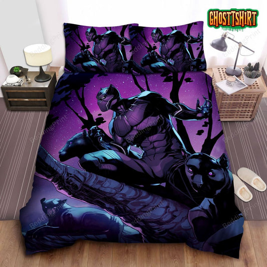 Black Panther Hunting At Night Bed Sheets Duvet Cover Bedding Set