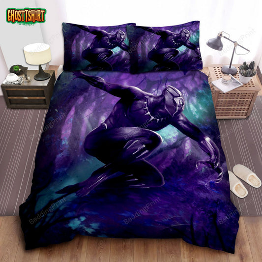 Black Panther In Action Bed Sheets Duvet Cover Bedding Set