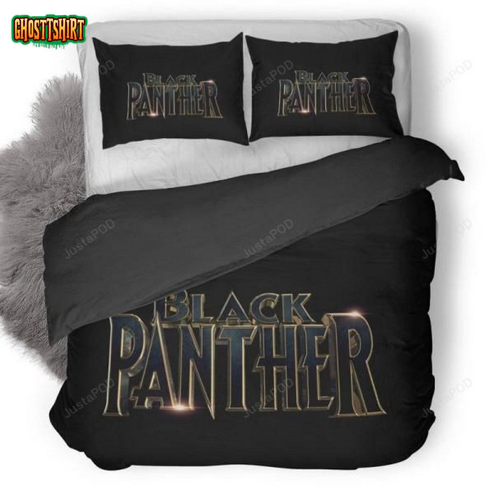 Black Panther Logo Black Background Poster Duvet Cover Bedding Set