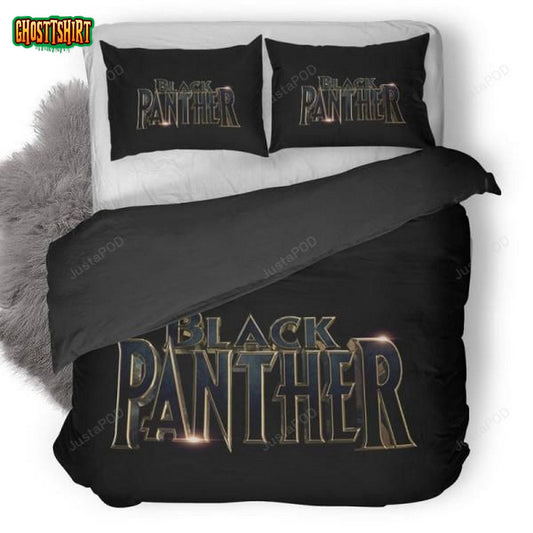 Black Panther Logo Black Background Poster Duvet Cover Bedding Set