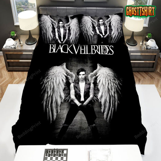 Black Veil Brides Member With Angel Wings Bed Sheets Duvet Cover Bedding Set