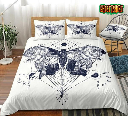 Black White Butterfly Bed Sheets Duvet Cover Bedding Set