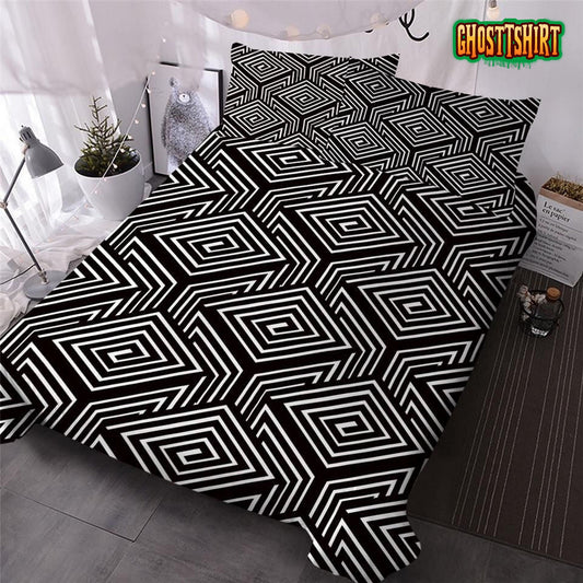 Black White Diamond Geometric Bed Sheets Duvet Cover Bedding Set