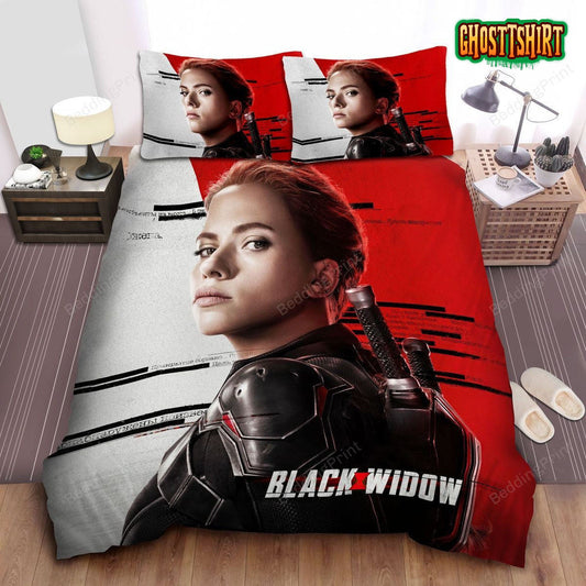 Black Widow, Knives On Her Back Bed Sheets Duvet Cover Bedding Set