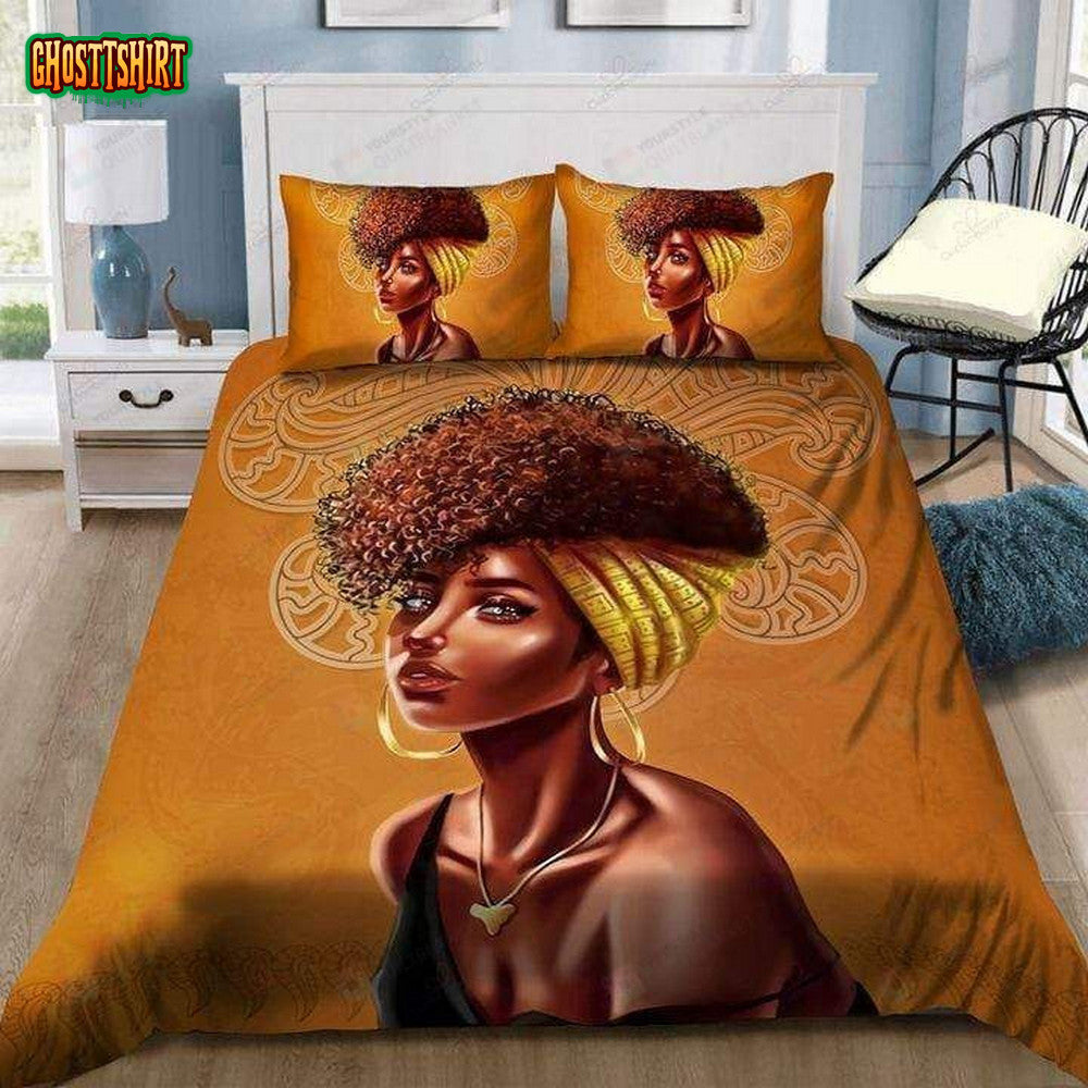 Black Woman With Bandana Duvet Cover Bedding Set