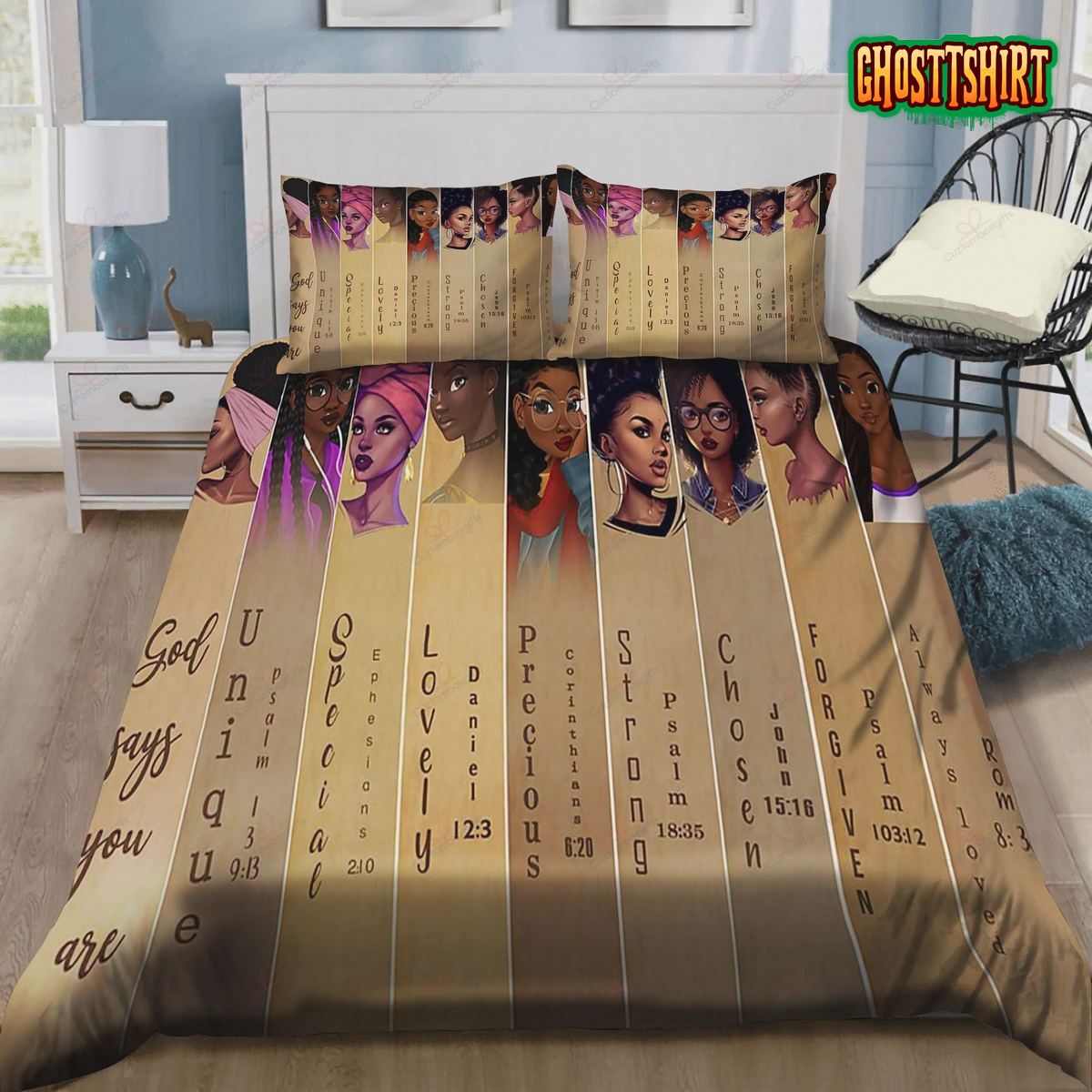 Black Women God Says You Are Strong Lovely Bed Sheets Duvet Cover Bedding Set