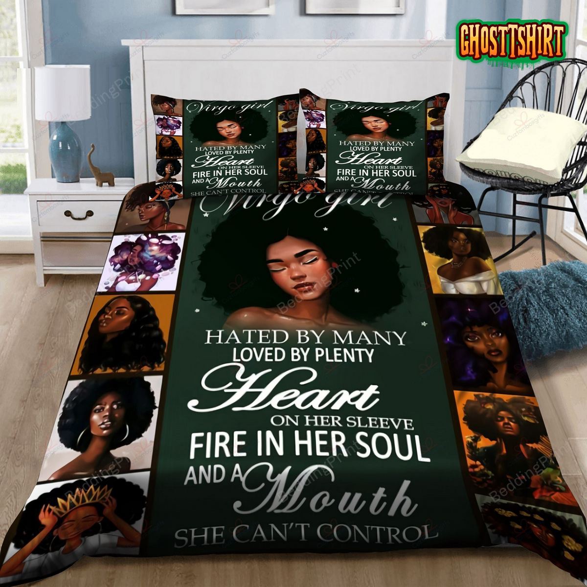 Black Women Virgo Girl Bedding Set