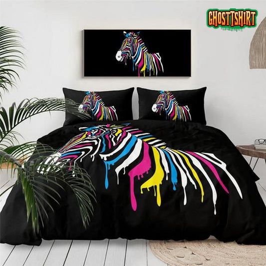 Black Zebra Bed Sheets Duvet Cover Bedding Set