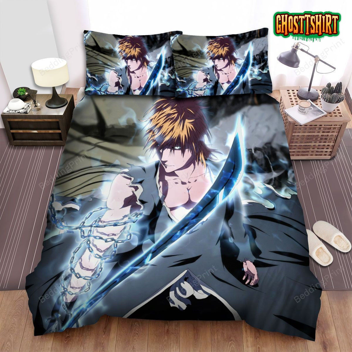 Bleach Ichigo Final Getsuga Tenshou Bed Sheets Duvet Cover Bedding Set