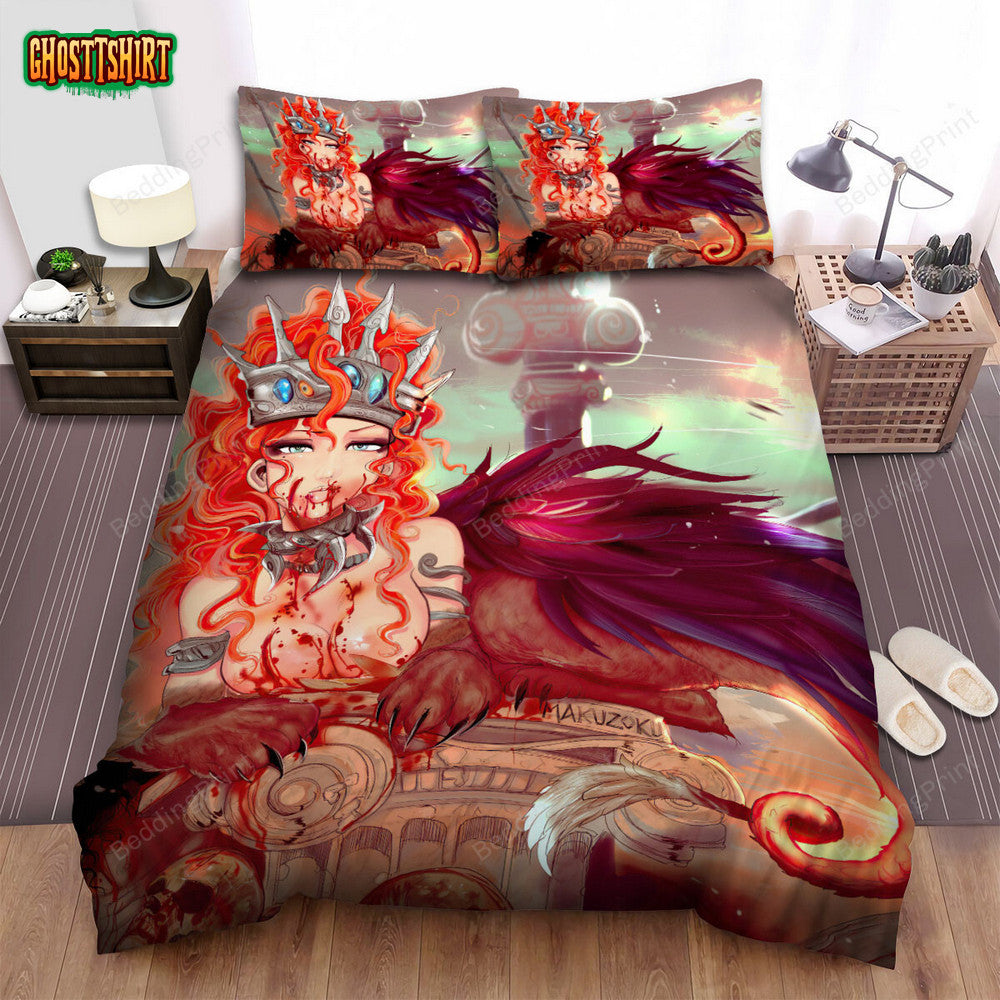 Bloody Sphinx Queen Cartoon Illustration Bed Sheets Spread Duvet Cover Bedding Set