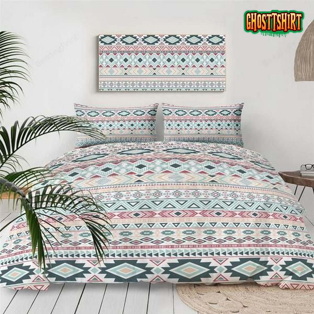 Blue Aztec Geometric Bed Sheets Duvet Cover Bedding Set