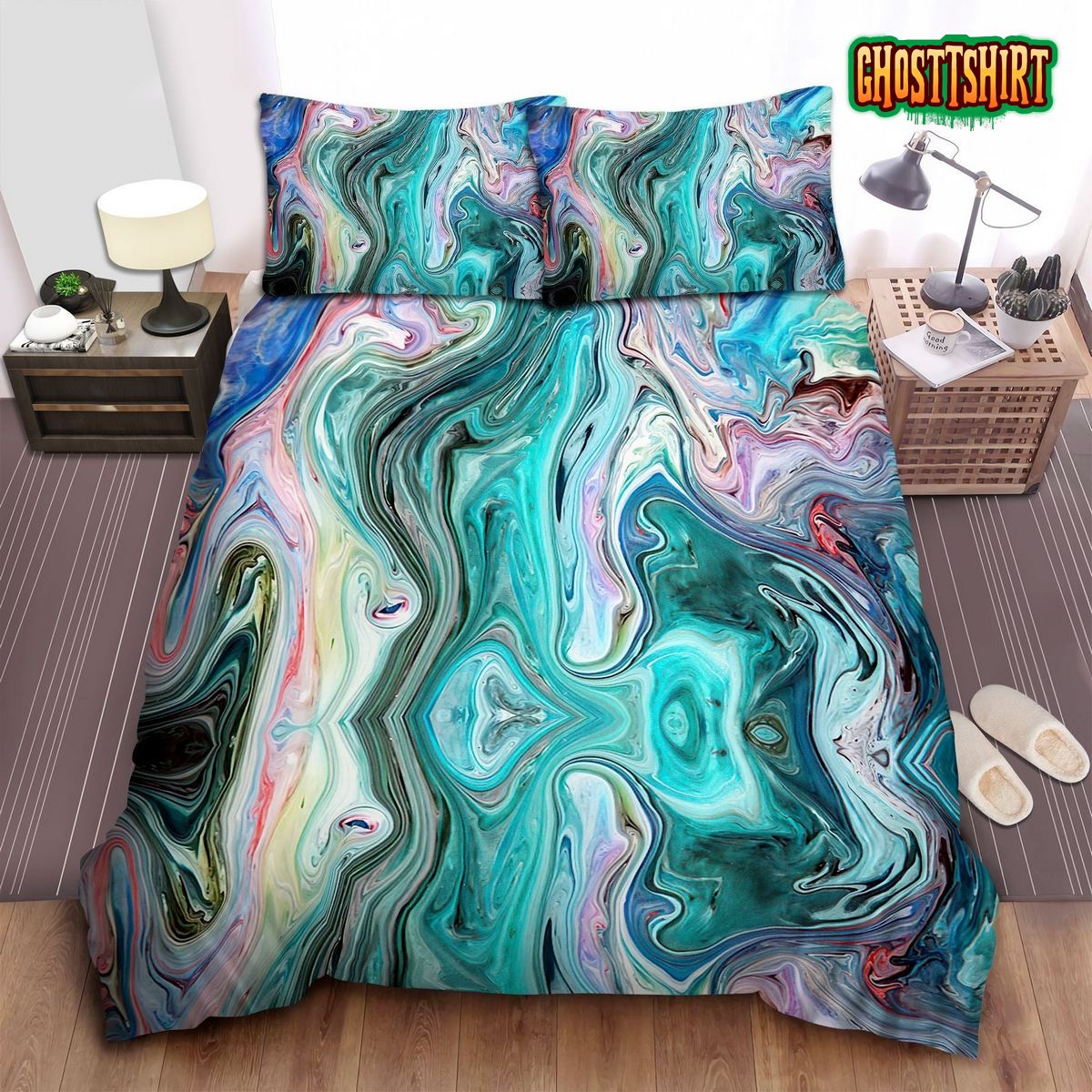 Blue Boho Frankie Bed Sheets Duvet Cover Bedding Set