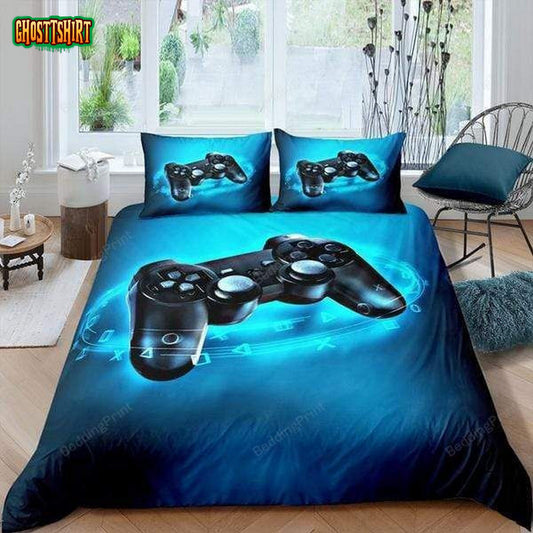 Blue Game Control Custom Name Duvet Cover Bedding Set