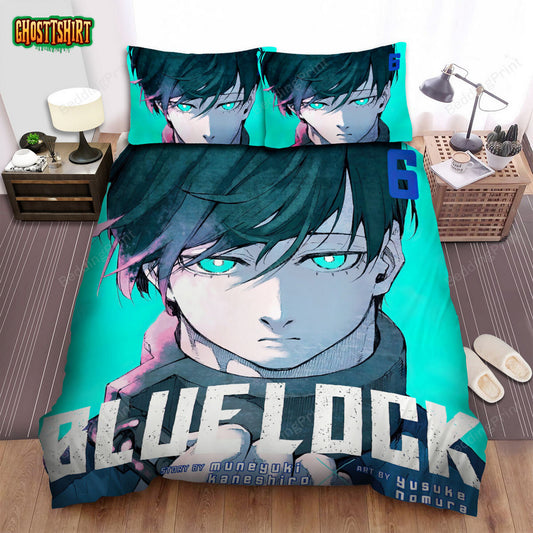 Blue Lock Rin Itoshi On Volume 6 Poster Bed Sheets Spread Duvet Cover Bedding Set