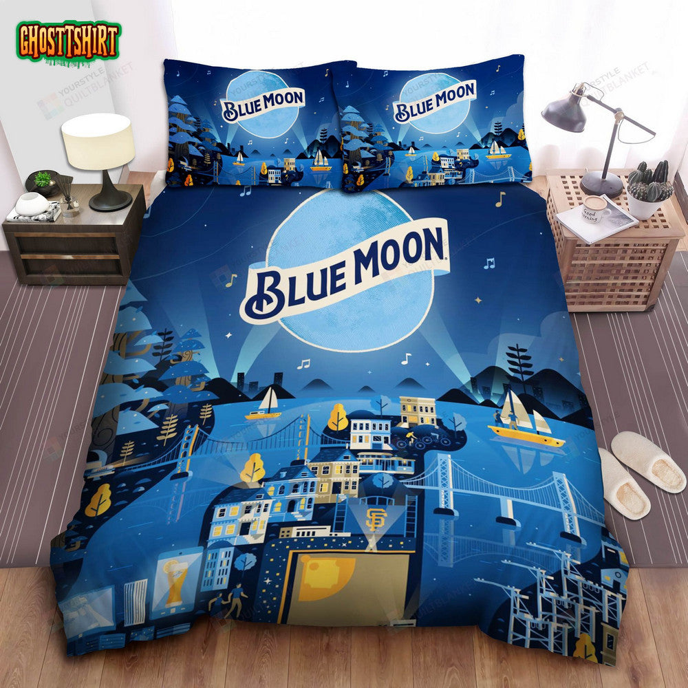 Blue Moon Poster Of The Brand Bed Sheets Spread Comforter Duvet Cover Bedding Set