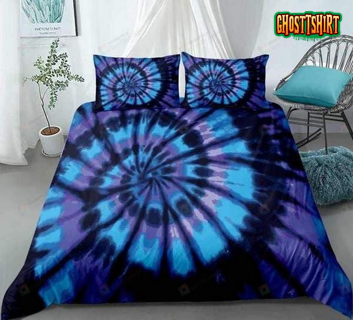 Blue Purple Tie-Dyed Bed Sheets Duvet Cover Bedding Set