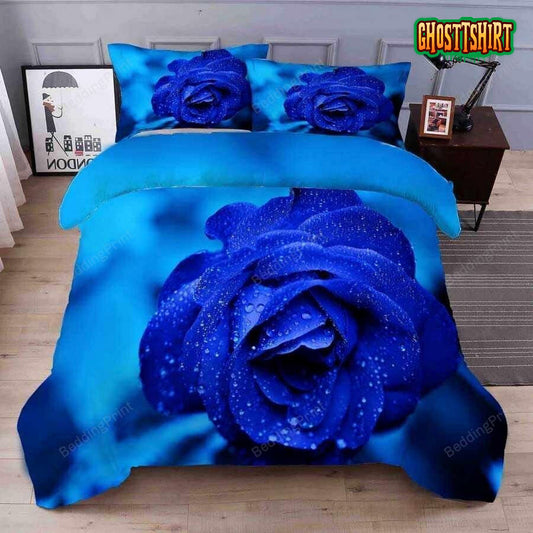 Blue Rose Duvet Cover Bedding Set
