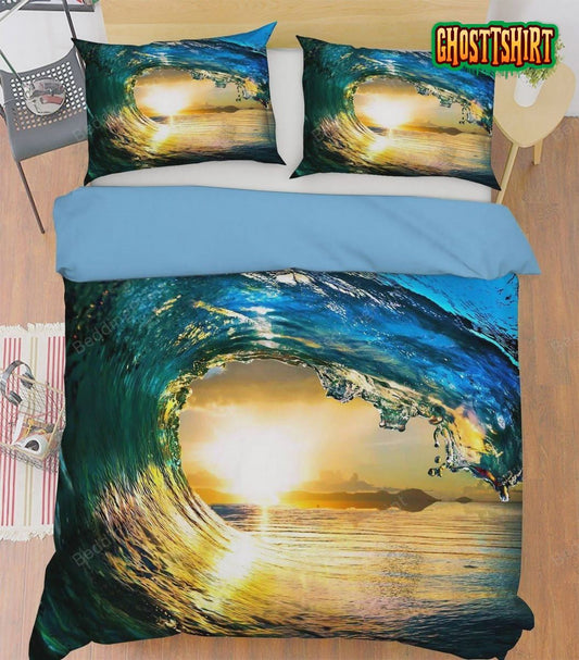 Blue Sea Wave Sunlight Bed Sheets Duvet Cover Bedding Set
